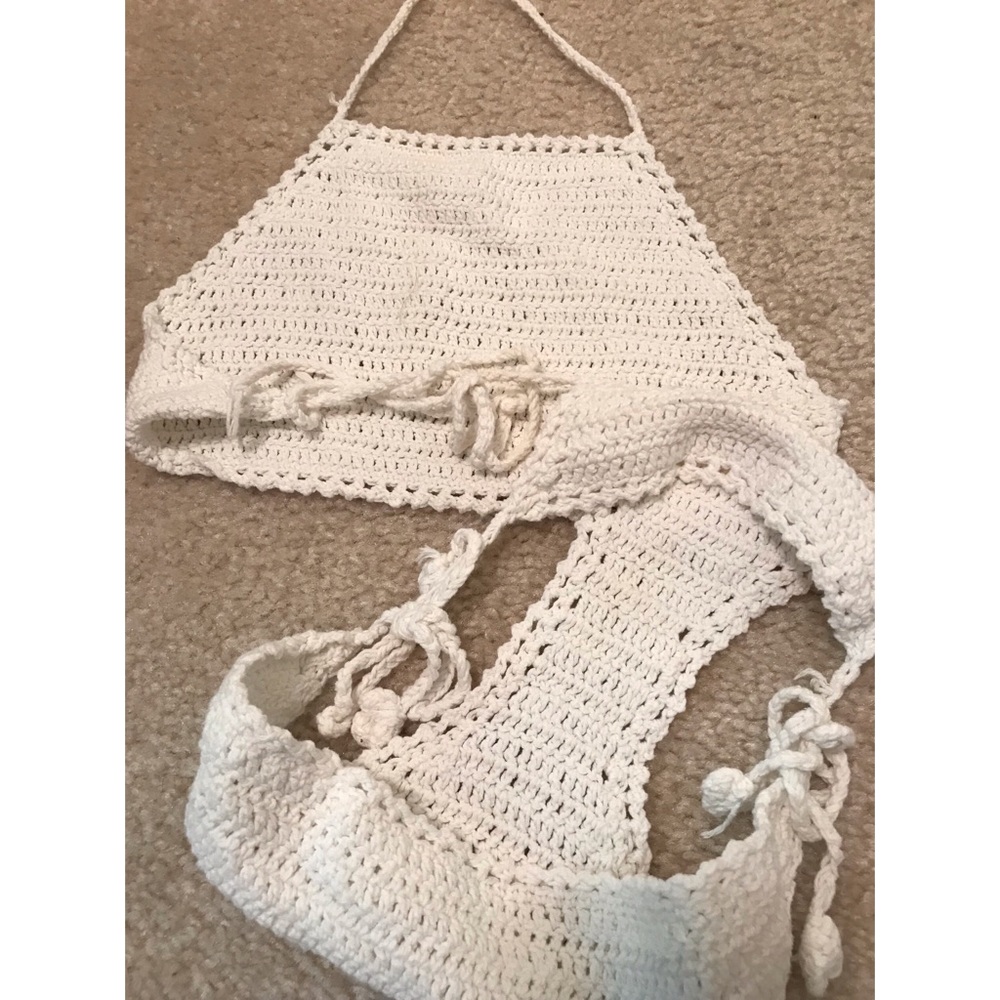 Crochet Triangle Tie Side Bikini Swimsuit - Picture 3 of 6